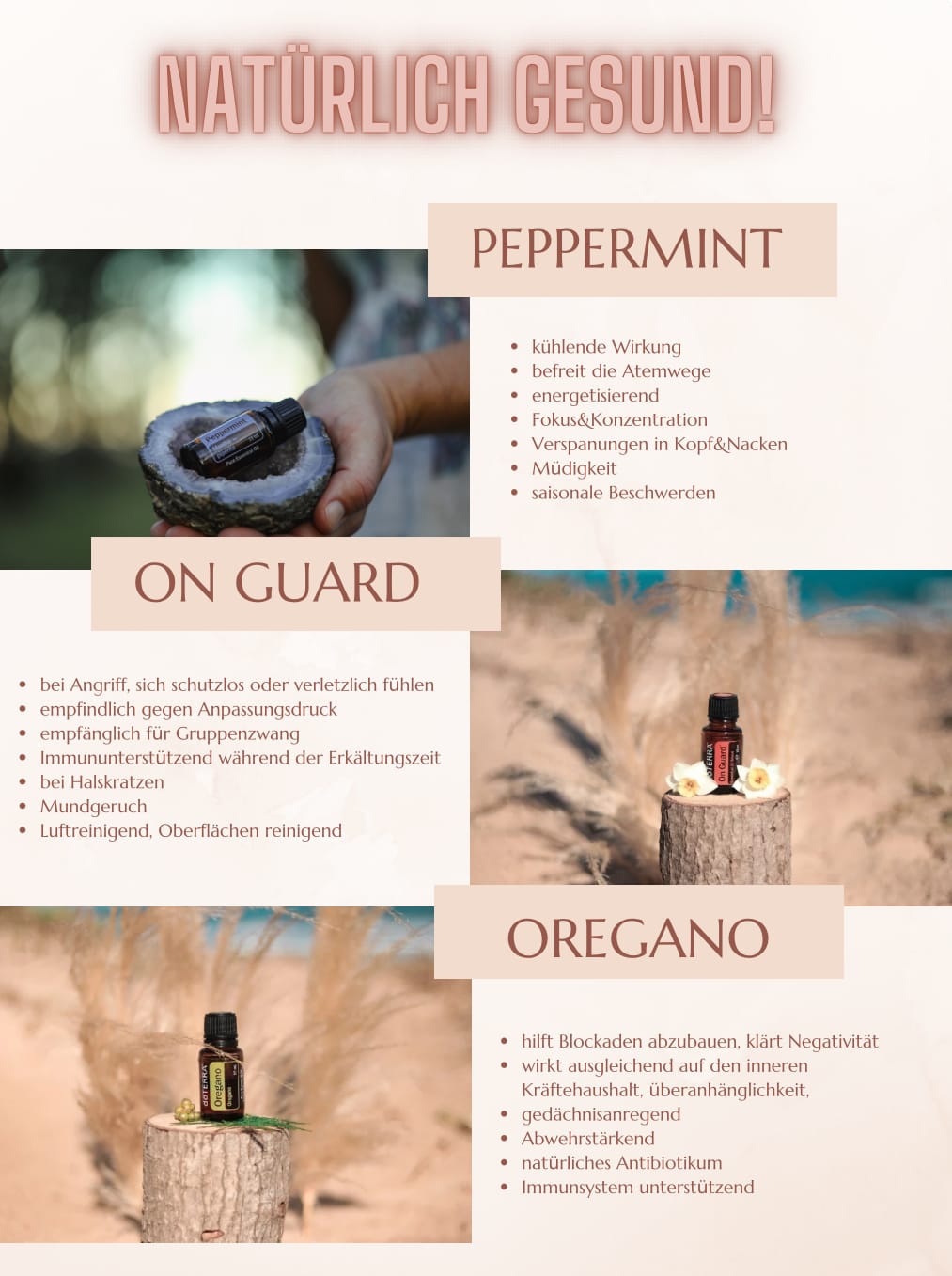 Peppermint, On Guard, Oregano